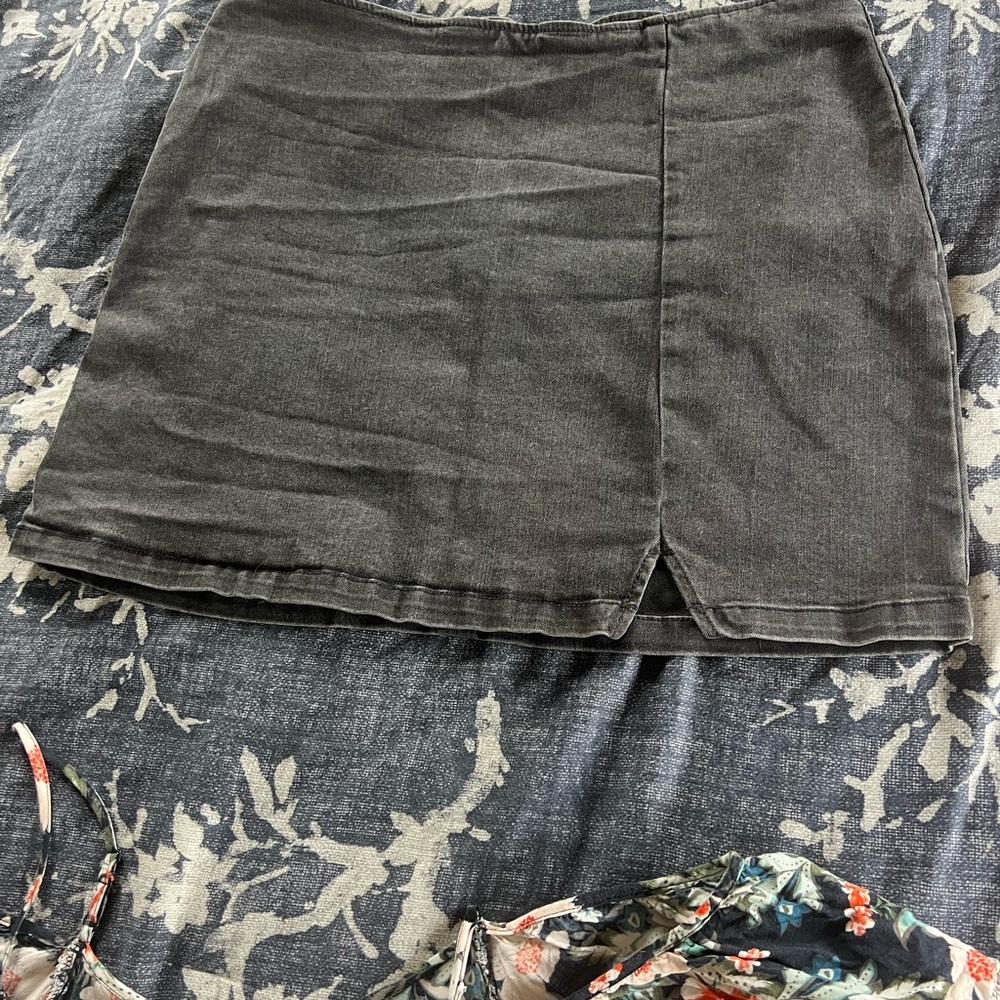 Classic Black Denim Mini Skirt